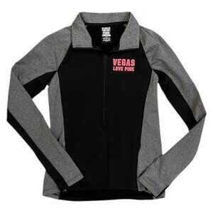 Victoria's Secret Pink Ultimate Half Zip Pullover Jacket, Small, Black/Grey, EUC
